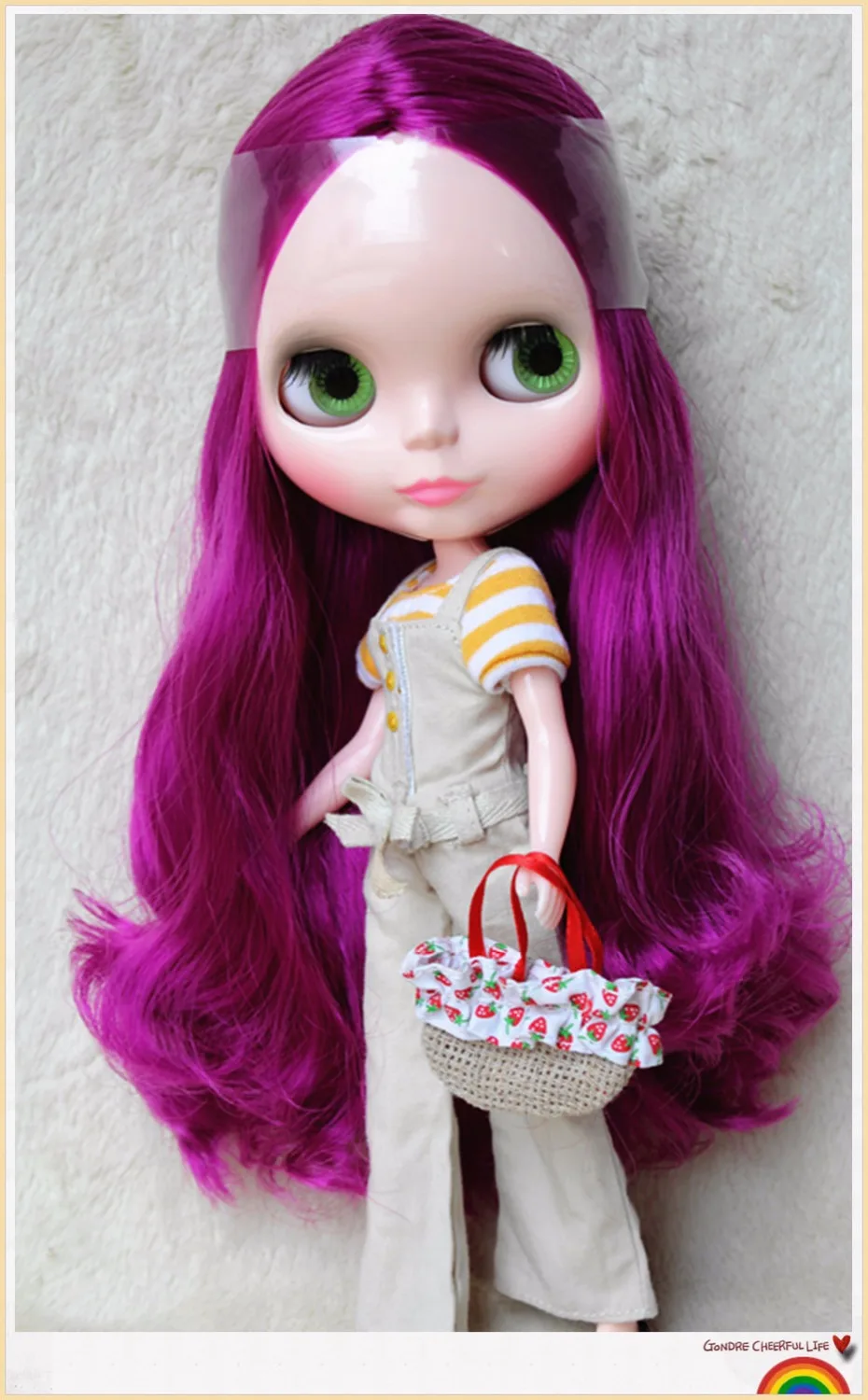 Blygirl Blyth doll Purple curly hair 30cm ordinary body nude doll DIY for their own makeup can be used with the body