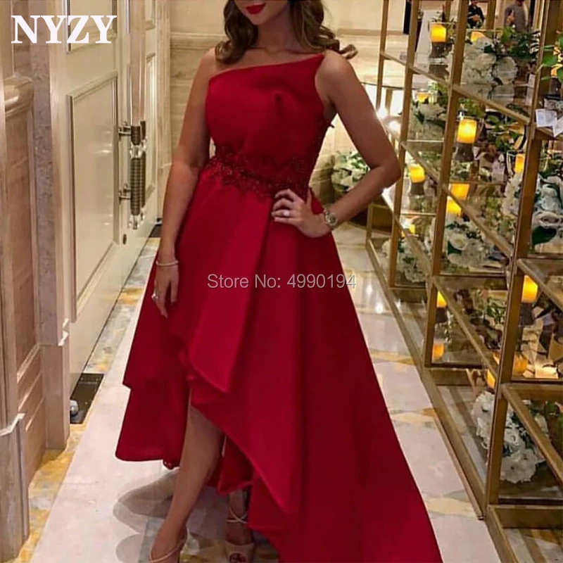 

NYZY E108 Elegant Red Evening Dresses High Low Short Front Long Back Party Gown abendkleider 2019 vestido de festa longo