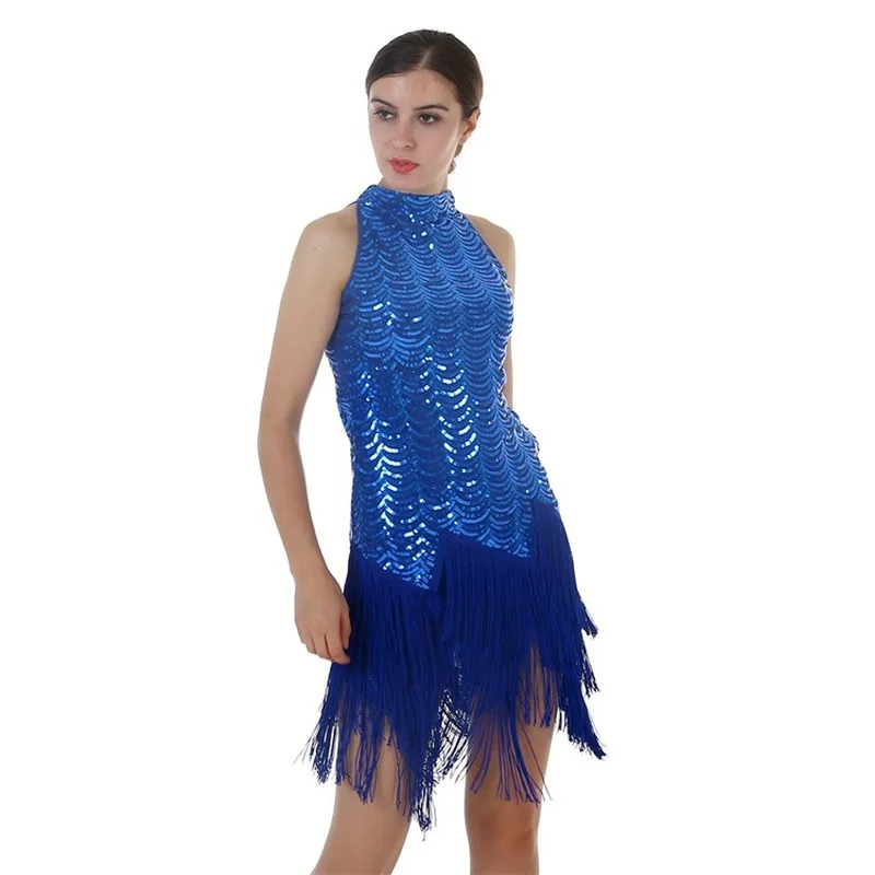 

Europe and the United States new sequins tassels Latin dance samba adult women's stretch dance performance clothing gatsby
