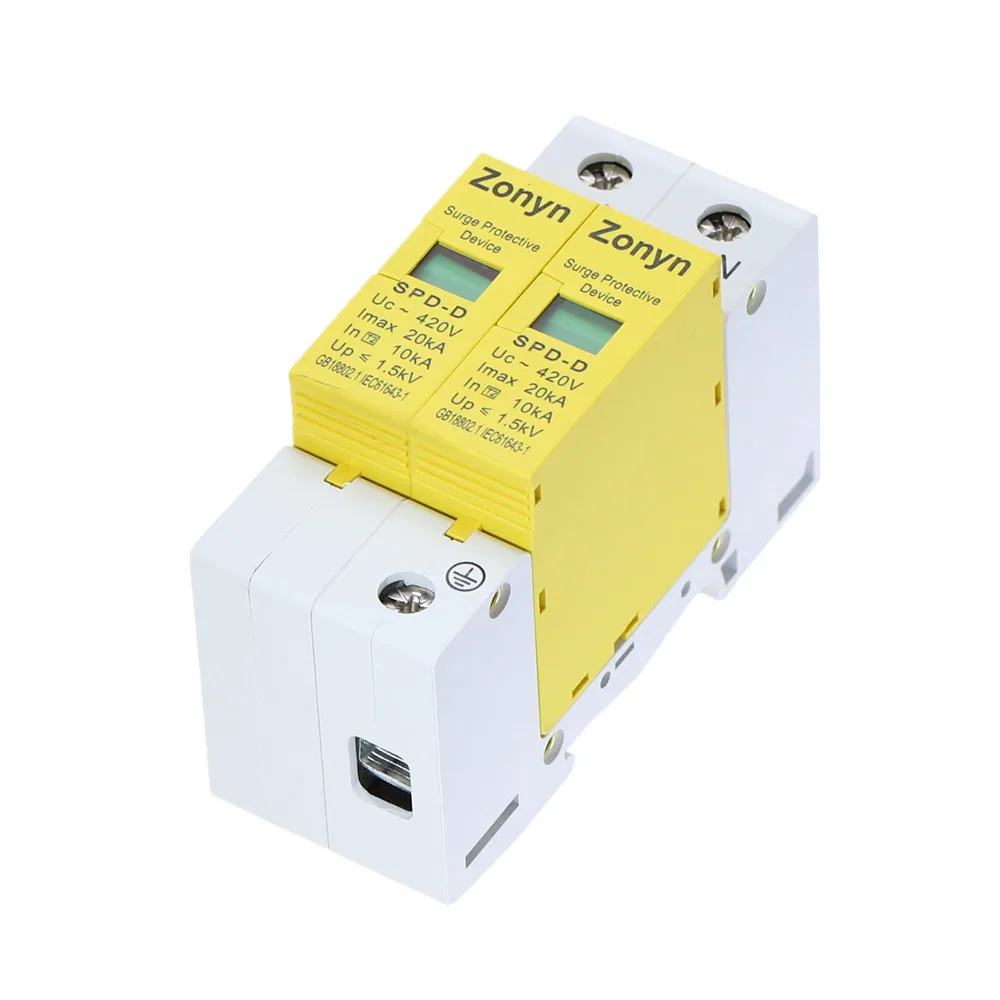 high quality  SPD 420V 10KA~20KA House Surge Protector Protective Low-voltage Arrester Device   1P+N