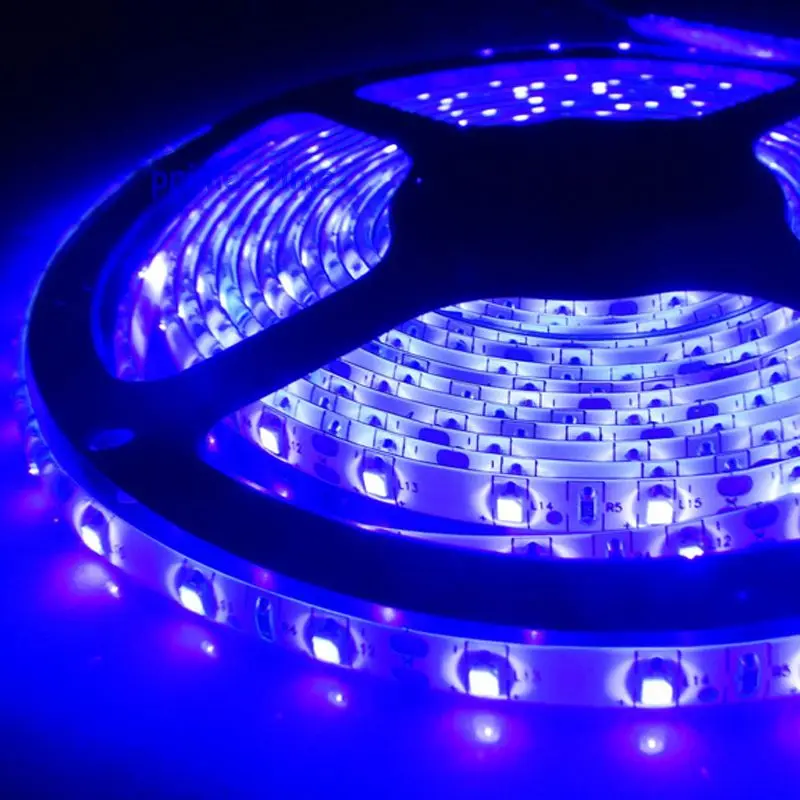 Tira de luces LED UV ultravioleta, 5M, 2835, 3528 SMD, 60LED/M, DC12V o 5v, 395NM-405NM, 300LED, Flexible