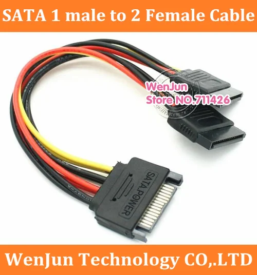 

Free Shiping new SATA 15pin Hard Disk Power Male to 2 Female Splitter Y 1 to 2 extension Cable -200pcs/lot