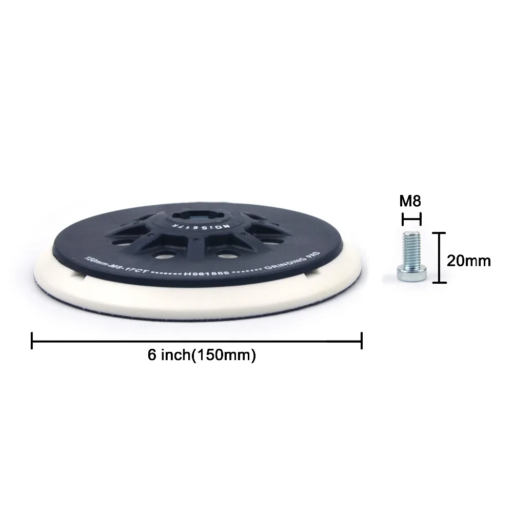 6 Inch(150mm) 17-Hole Dust-free M8 Thread Back-up Sanding Pad for 6