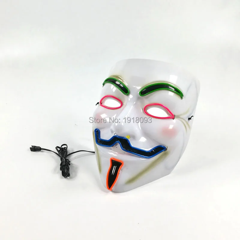 High quality 6 Style Blinking Sound active EL Mask Vendetta mask LED mask  Novelty Lighting Mask Gift for Halloween,Party