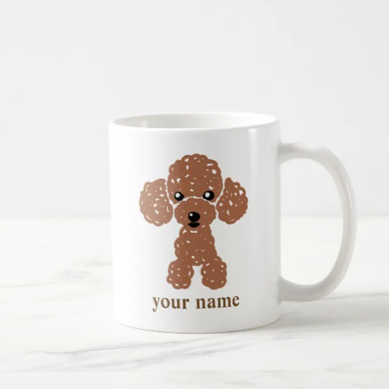 Custom name New Brown Toy Poodle Dogs Dabbing Gifts Funny Novelty Poodle Dab Coffee Mug Tea Cup Cute Quirky Puppy Poodle  Cups