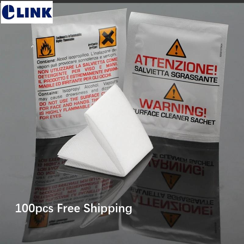 IPA wet cleaning wiper fiber optic cleaner 99.7% Pre-Moistened Alcohol Wipes IPA-75,dust-free paper,ftth cleaner ELINK 100 bags