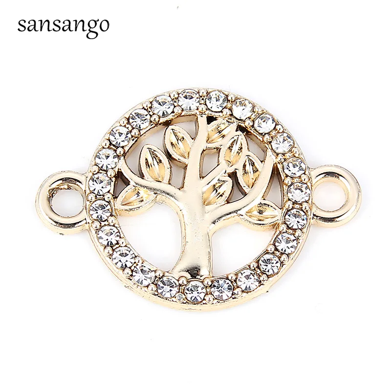 10 Pcs Tree Of Life Pattern Alloy Crystal Connectors Charms Pendant For DIY Necklace Bracelet Fashion Jewelry Accessories