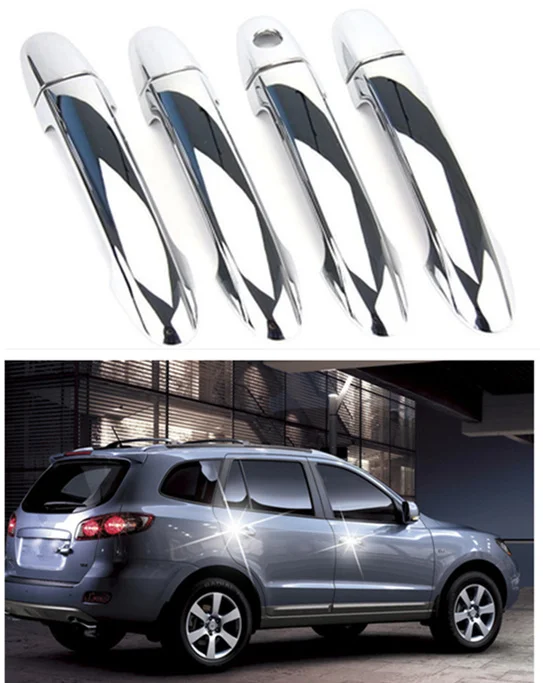 FUNDUOO New ABS Chrome Door Handle Cover trim For Hyundai Santa Fe 2007 2008 2009 2010 2011 2012 Free Drop Shipping