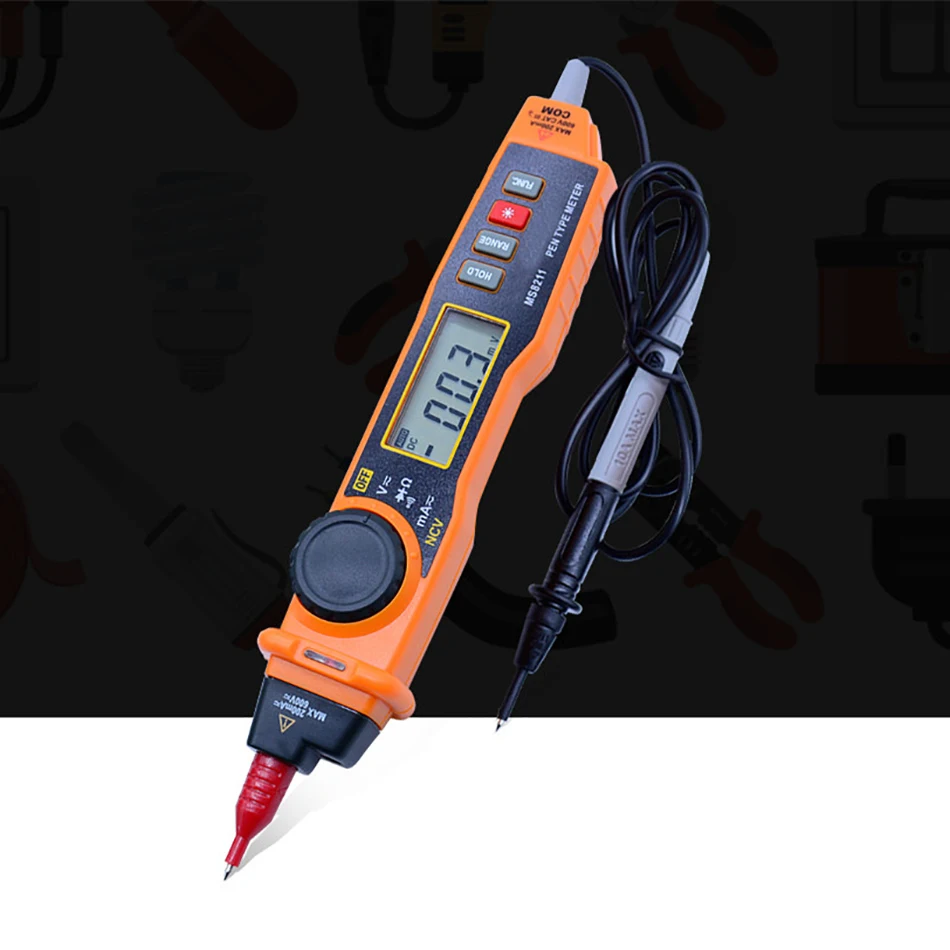 PM8211 Digital Multimeter with probe ACV/DCV Electric Handheld Tester Multitester digital pen type multimeter