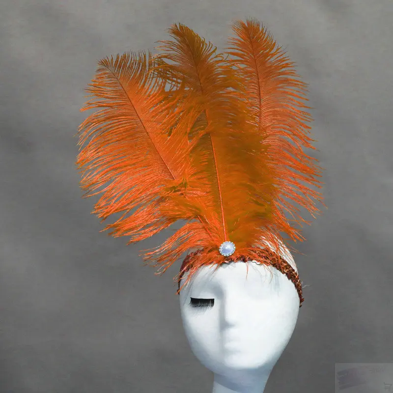 Halloween costumes cosplay stage fashion show carnival costume Latin American headdress Indian ostrich cosplay feather headpiece