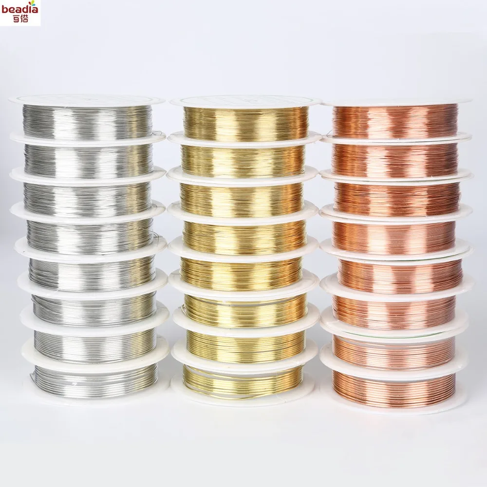 2-30Meters/Roll 0.2mm/0.25mm/0.3mm/0.4mm/0.5mm/0.6mm/0.8mm/1.0mm Dia, Alloy Copper Wire Silver/Gold/ Copper Crafts Beading Wire