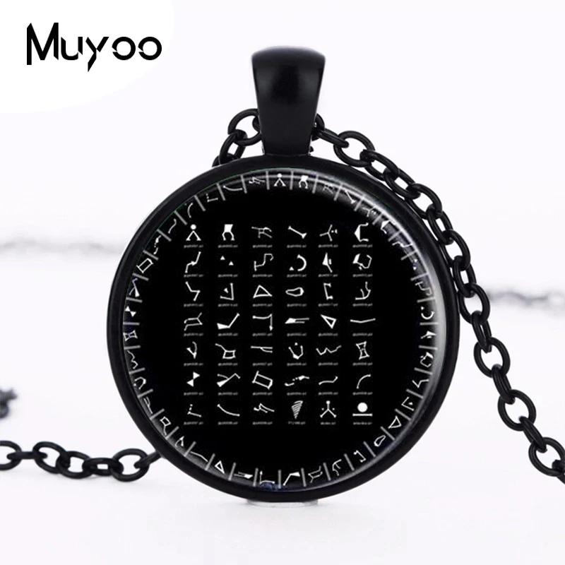 1pcs/lot Stargate Logo Necklace & Pendant Cabochon Vintage Black Chain Statement Necklace For WomenMen HZ1