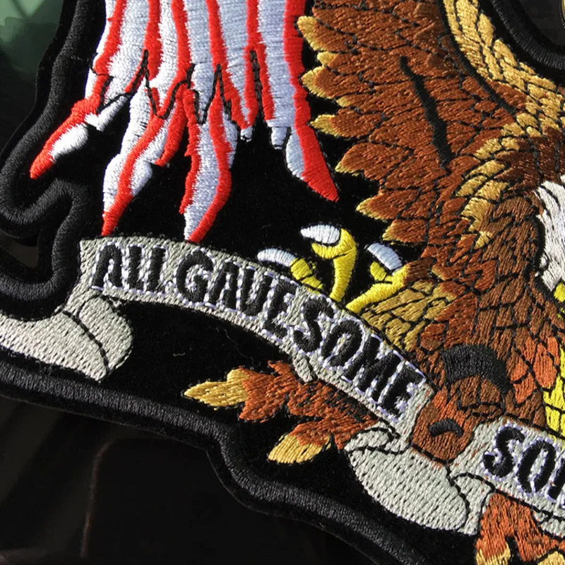 PGY High quality 23x15CM USA eagle and flag little one Embroidery Patches for Jacket Back Vest Motorcycle Club Biker Appliques