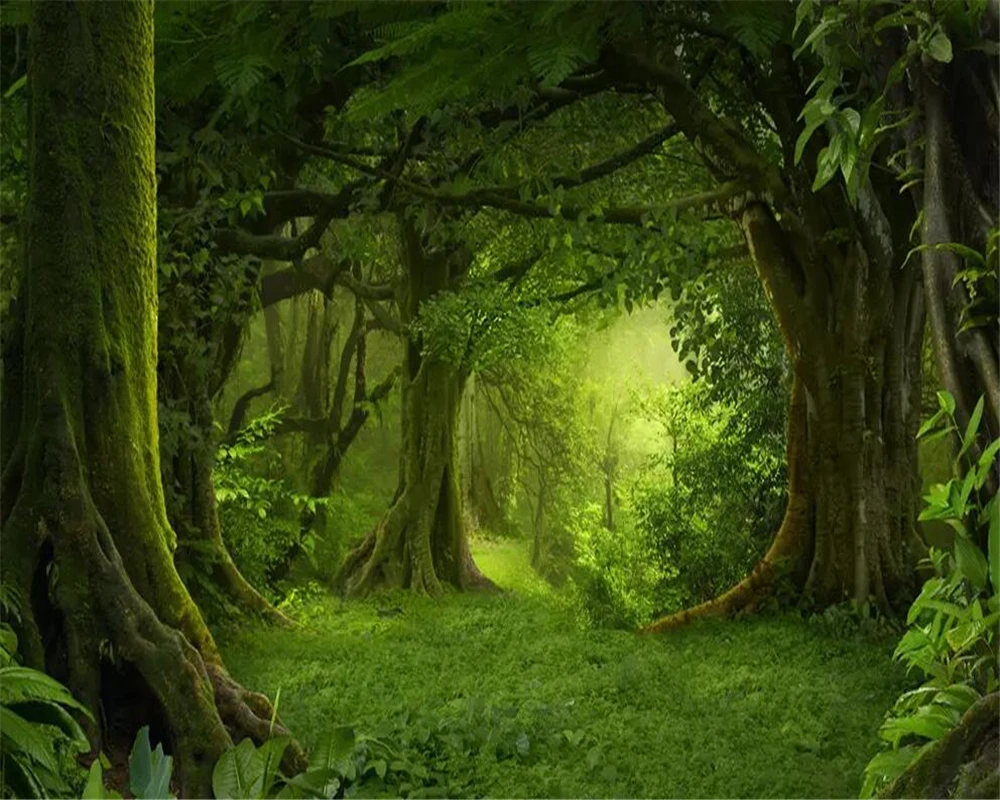 

Beibehang Custom wallpaper mysterious forest big tree lawn nature landscape mural living room bedroom TV background 3d wallpaper