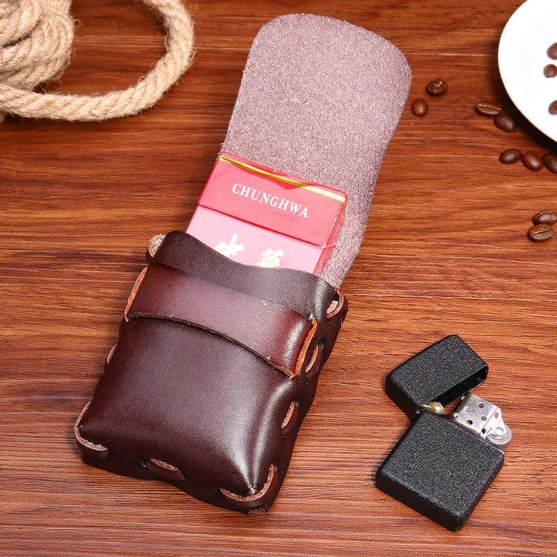 JOYIR 2023 Men\'s casual fashion waist packs Vintage Genuine leather cigarette case box case Gift packet to wear a belt K010