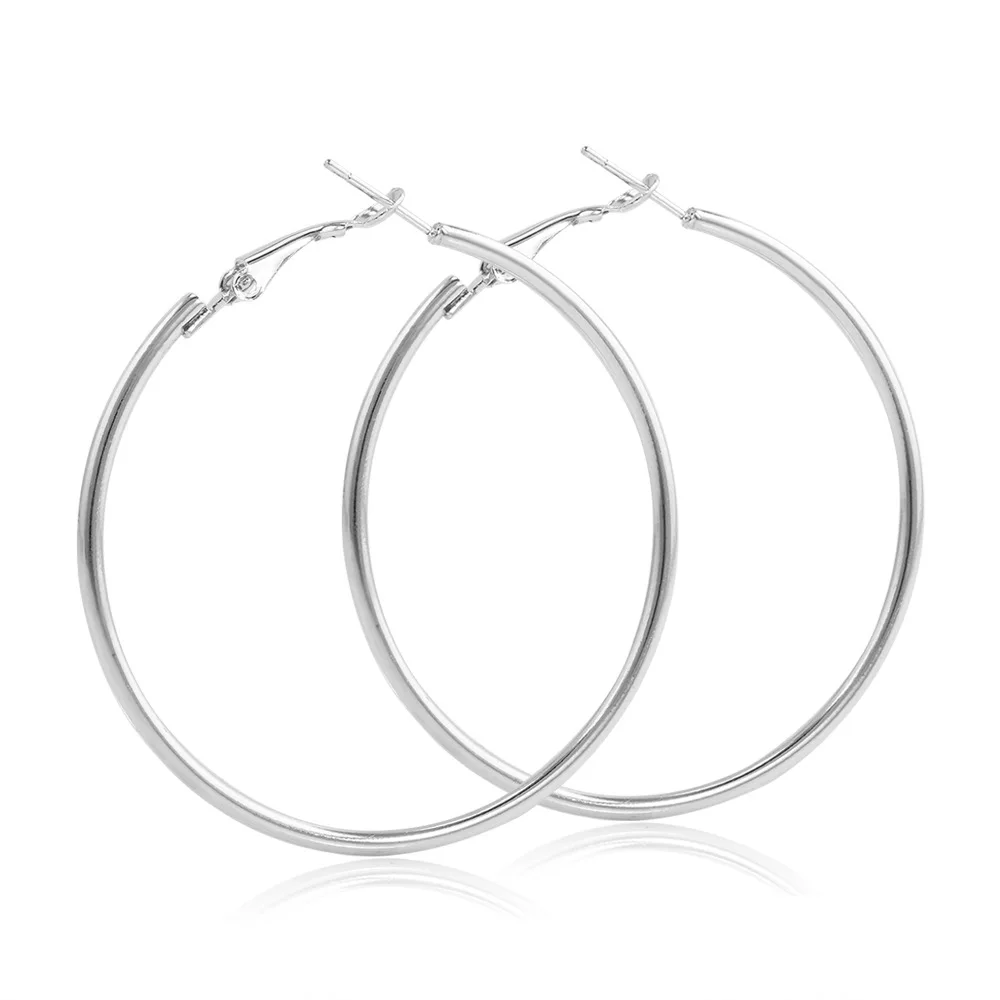 EK2088 Punk Big Size Hoop Earrings Brincos Trendy Party Exaggerated Gold Silver Color Round Circle Earrings for Women Jewelry