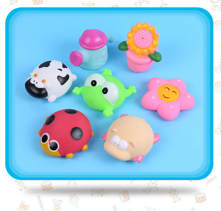 Baby Bath Toys Soft Rubber Water Spray Colorful Animals Model Squeeze Sound Spraying Beach Bathroom Toys for Infant Kids Gift