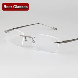New Arrivals Business Eyewear 100% pure titanium male rimless Eyeglasses frame light weight recipe RXable 6379 size 55-17-140