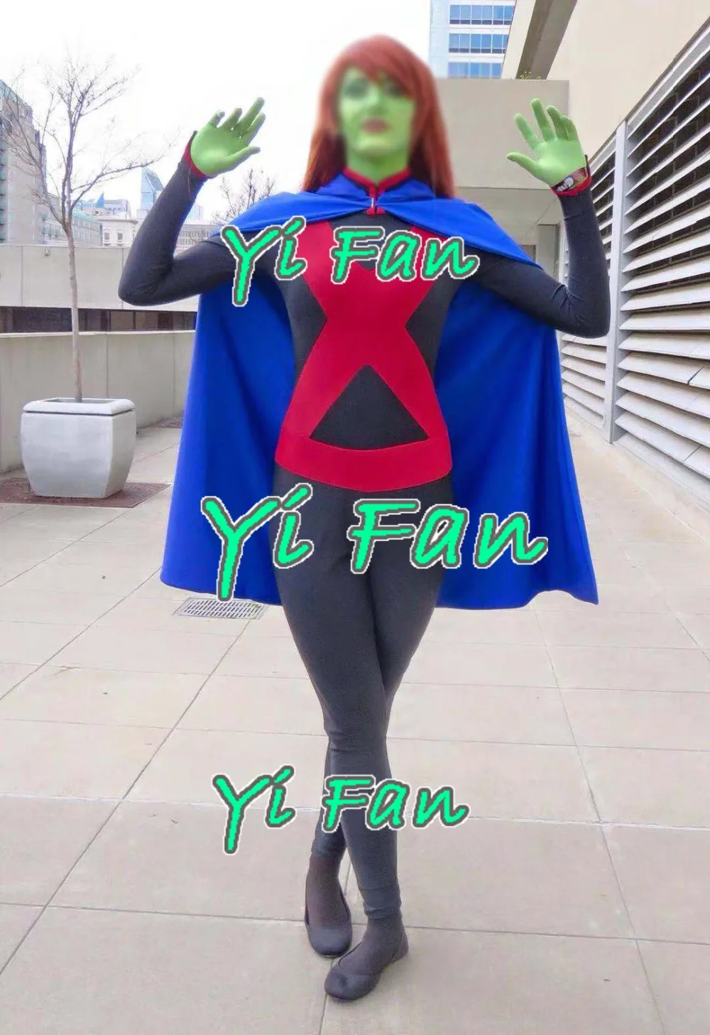 Miss Martian Young Justice Superhero Costume Spandex Zentai bodysuit Miss Martian Cosplay Costume Custom Made for Male/Female
