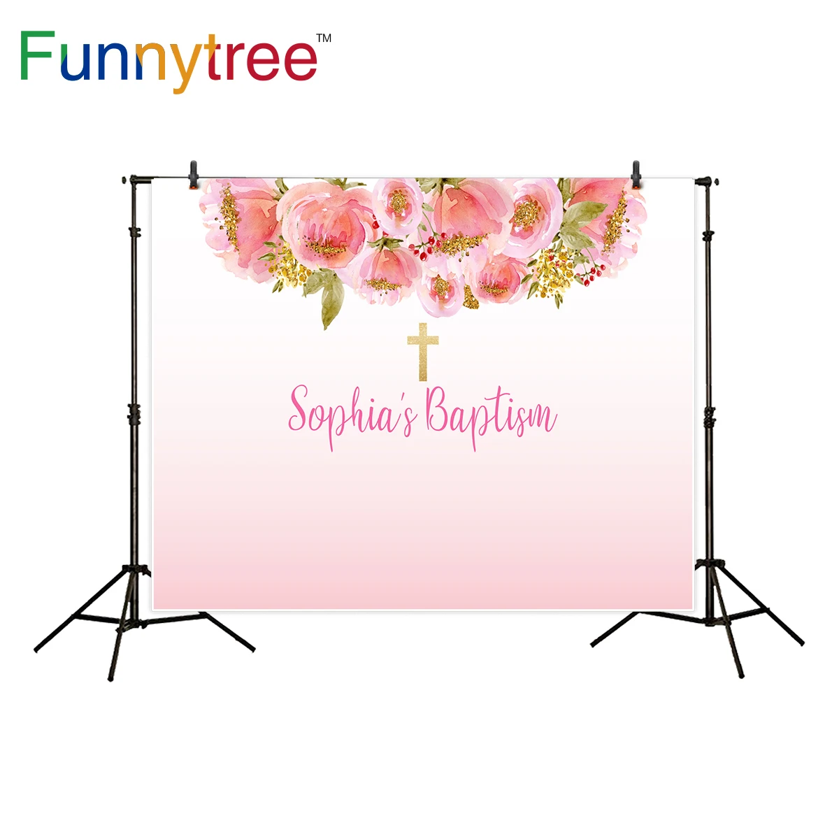 Funnytree photography photo background first Communion decoration party details flower custom backdrop photophone photozone