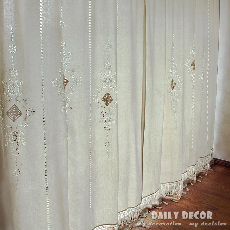 150*255cm 100% cotton linen crochet vintage curtains Las cortinas Rideau Le tende Der vorhang Gardin Finished curtain