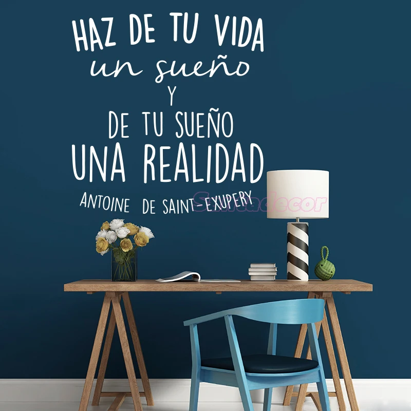 Stickers Spanish Quote Haz De Tu Vida Un Sueno Vinyl Wall Art Decals for Living Room Home Decor Poster House Decoration