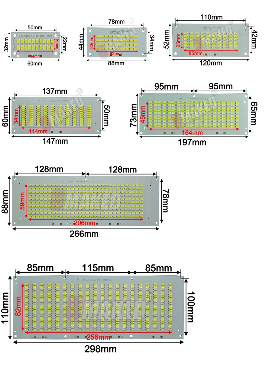 10pcs 100% Full Power LED Flooding PCB 10W 20W 30W 50W 100W 150W 200W SMD5730 led PCB board,Aluminum plate for led floodlight