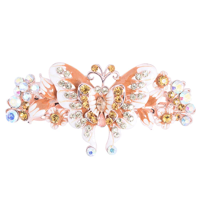 EASYA Large Enamel Crystal Butterfly Barrettes Hair Clip New Fashion Women Girls Pretty Hairpin Hearwear Accessories Ornaments