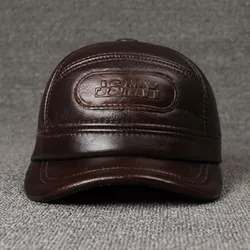 Genuine Leather Cap Winter Warm Baseball Caps With Earmuffs Cowhide caps Men's Cap 모자 골프용품 땡처리 кепка casquette gorras hombre