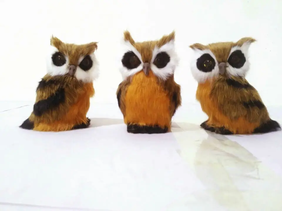 ミニ-9-×-7-センチメートルブラウンフクロウシミュレーション夜更かし-1-ロット-3-個ハードモデルプラスチック-毛皮教育小道具、家の装飾おもちゃギフト-s1526