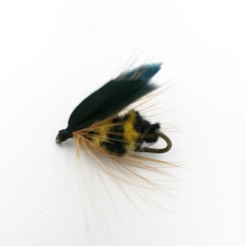 5PCS/Lot Yellow & Black Bee Lure Fly Fishing Dry Flies Bumblebee Fake Bait for Trout Bass Bluegill Dry Fly Angling Size 10