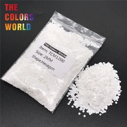TCM1200 Hexagon Shape Neon Matte White Color Solvent Resistant Nail Glitter Nail Art Decoration Makeup Body Glitter Handwork DIY