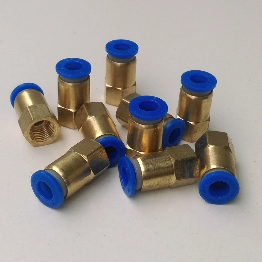 10pcs/lot 6mm Tube 1/8'' Internal Thread Pneumatic Fitting Quick Joint Connector PCF6-1