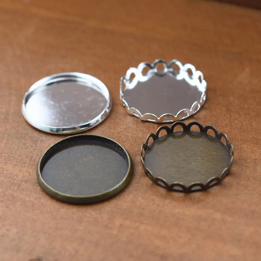 10 sztuk 18mm materiał mosiężny oprawa Cameo Charms Cabochon podstawa taca rzemiosło element do wyrobu biżuterii