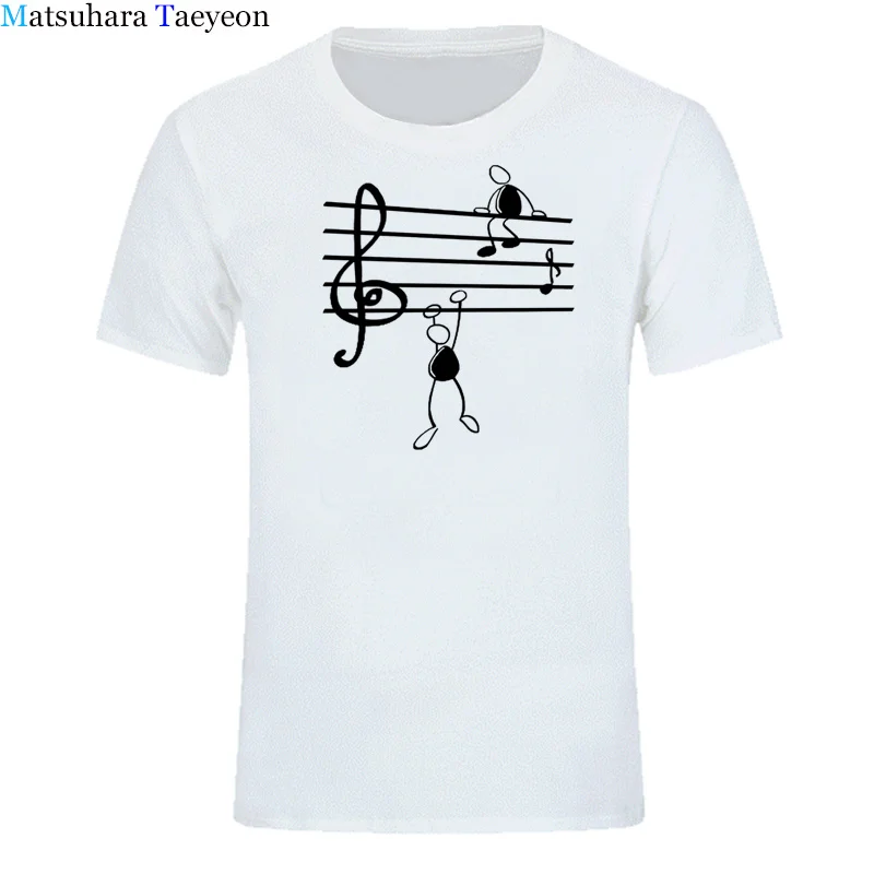 Music Notes Funny Print T-shirt Men Summer Style Cotton Short Sleeve O-Neck T Shirt Funny Tee Mans Top Clothing