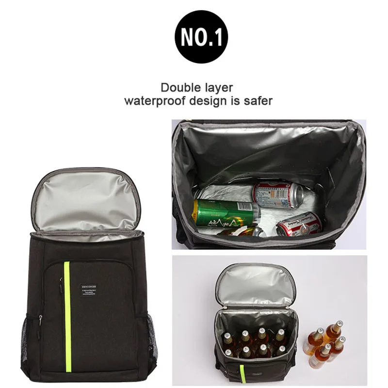 DENUONISS-mochila de gran capacidad de 30l, mochila de Picnic con aislamiento EVA, resistente al agua
