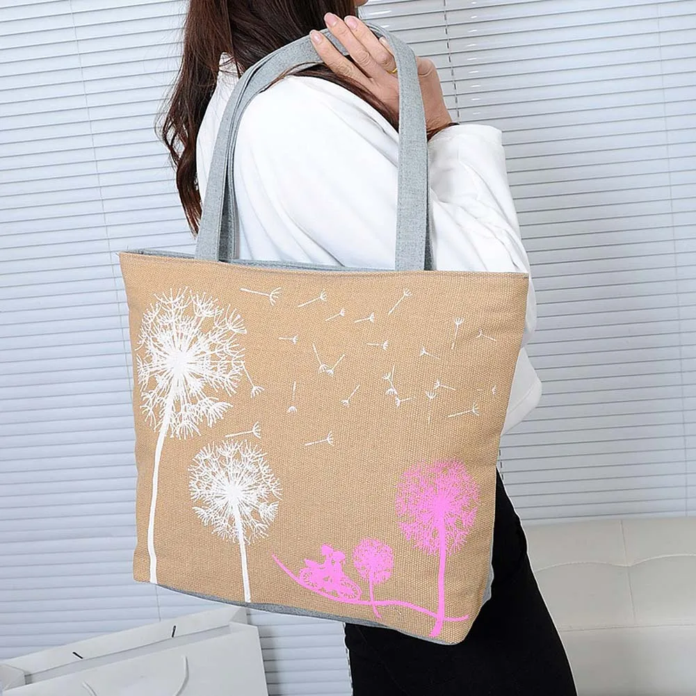 Bags for Women 2018 Dandelion Canvas Belt Bag Flowers Casual Women Handbag Zipper Shoulder Bags Lady\'s Beach Bag Sac Main Femme