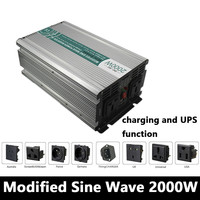 Full Power 2000W Modified Sine Wave Inverter,DC 12V/24V/48V To AC110V/220V,off Grid Solar Inverter With Battery Charger