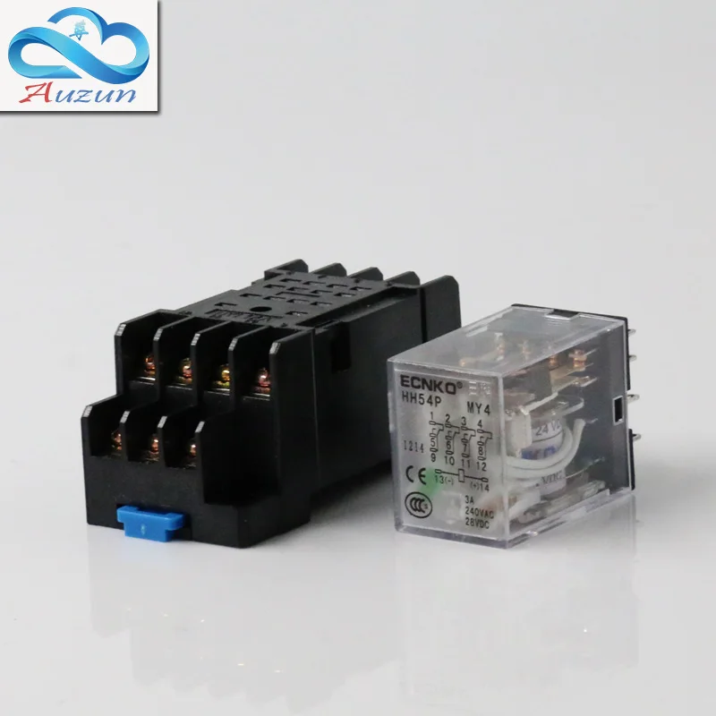 HH54P Small Intermediate Relay With Supporting Base Working Current 5A Voltage DC6/12/24/36/48V AC6/12/24/36/48/110/220V