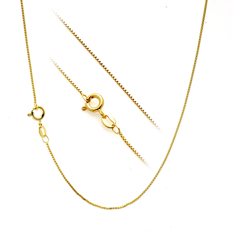 Wholesale 18 inches 18K Yellow Solid Gold Cable Chain(Can be adjusted to 16 inches)