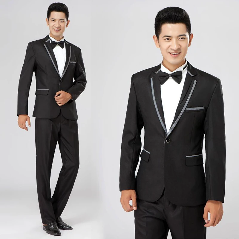 Bühnenauftritt, Choranzüge, Jacke + Hose, junger Mann, koreanischer Stil, Meisterzeremonien, Kleidung, Emcee-Moderator, schlanke Uniform