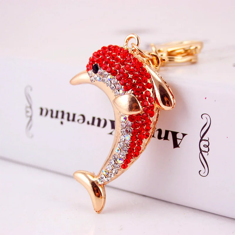 2024 Lovely Crystal Dolphin Keychain For women Purse Handbag Car Key Keyring Keychain Wedding Birthday Gift Party Jewelry