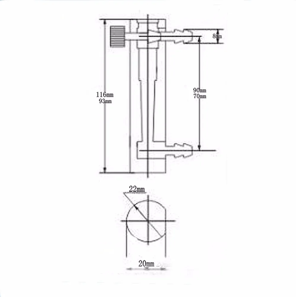 0.1-30L/PHÚT 8Mm Vòi Thép Gai LZM-6T 93/116Mm Chiều Dài Khí Oxy Không Khí Dòng Chảy Nhanh Rotameter Có Van áp Suất 0.1Mpa