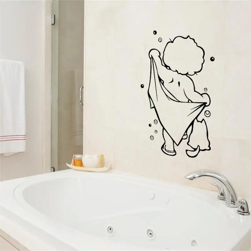 Cartoon Cute Kids Bathing Wall Stickers Glass Door Window Waterproof Decor Art Mural Baby Shower Bathroom Vinyl Sticker Decals