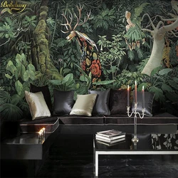 custom giraffe jungle lush tropical rainforest large mural cafe wallpaper for living room Self adhesive wallpaper home decoratio