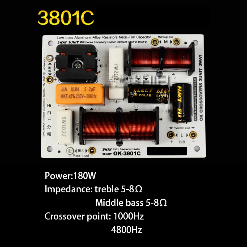 1 PCS HiFi Audio Speaker 3 Unit Audio Frequency Divider Treble Midrange Bass 3 Way Crossover Filters 160W 180W 200W 320W