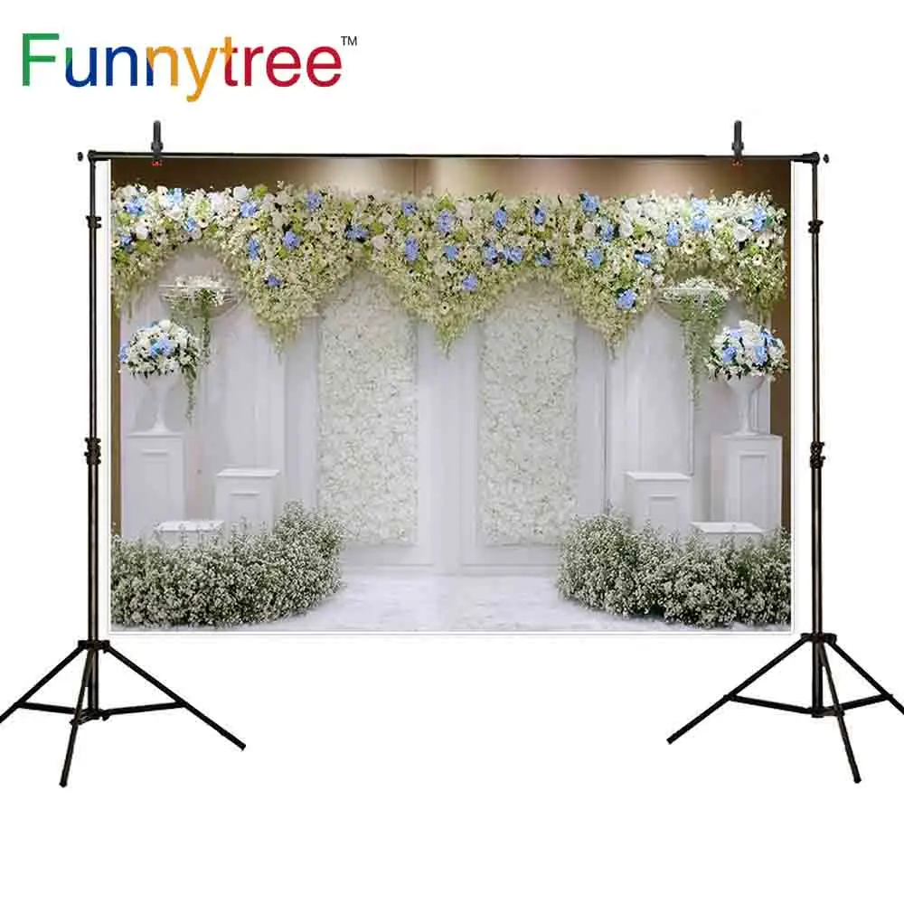 Funnytree background for photo studio white floral garden stone blossom vintage beauty ceremony wedding new arrivals backdrop