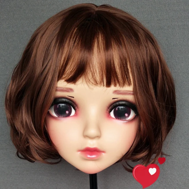 

(Miao10)Female Sweet Girl Resin Half Head Kigurumi BJD Eyes Crossdress Cosplay Japanese Anime Role Lolita Mask With Eyes And Wig