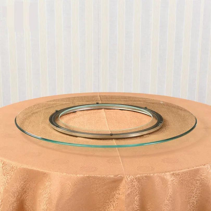 HQ HG01 80-120 CENTIMETRI Hollow Rotondo di Vetro Top con Acciaio inossidabile Lazy Susan Girevole Piatto per Piatto Caldo decorazione Della tavola