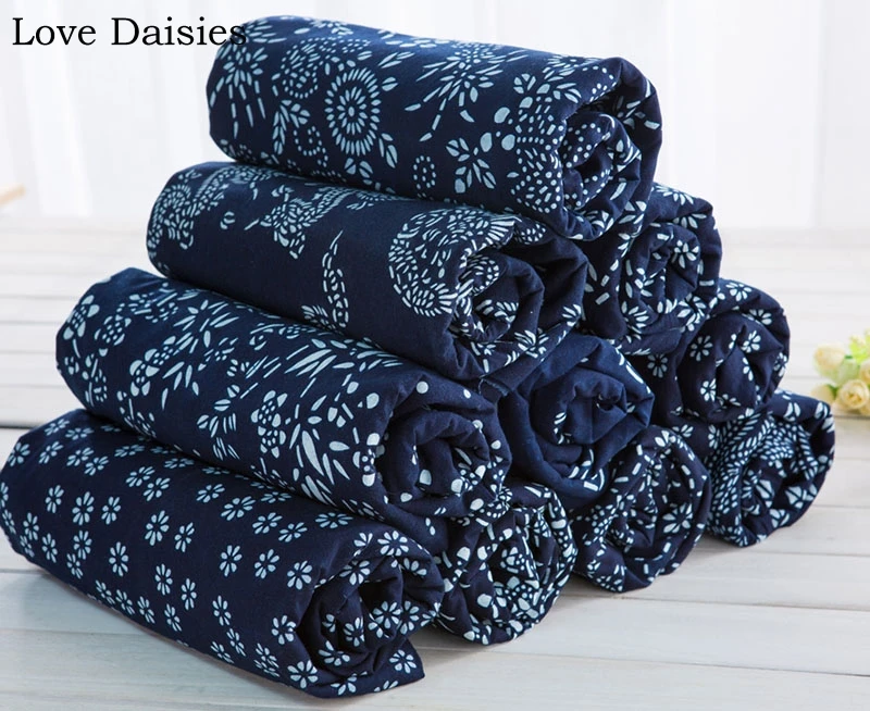 100% Cotton Chinese Indigo Dark Batik Calico Blue And White Porcelain Fabric For DIY Home Decor Handmade Apparel 23 Options